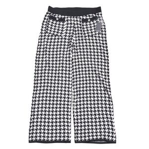 NEW Eloquii Houndstooth Knit Wide Leg Pants Black White Plus Size 14 16 1X NWT